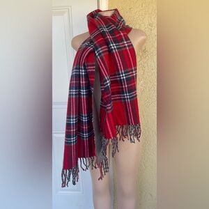 Banana Republic Red and Gray Plaid Scarf